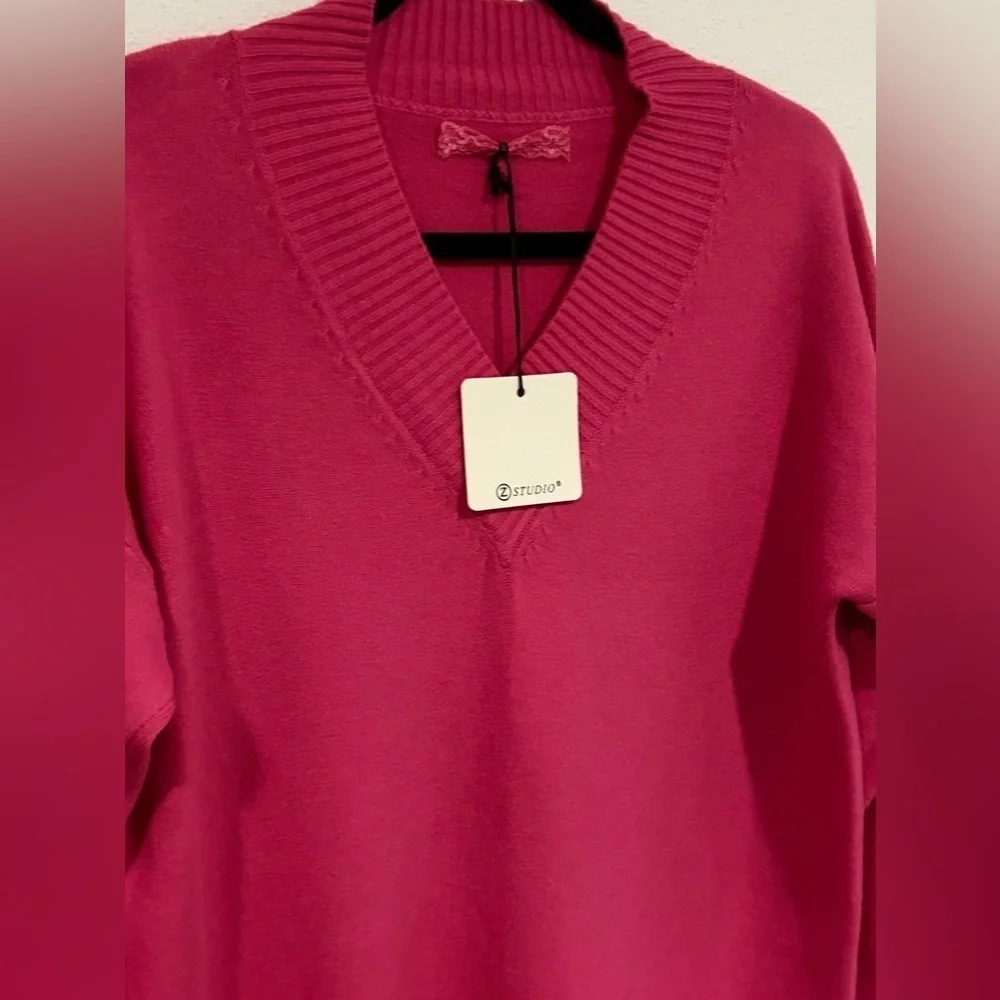 Z Studio Long Pink Sweater Dress One Size - Picture 2 of 4